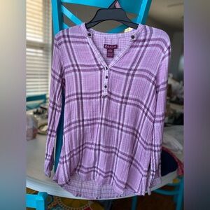 April Cornell purple and white top